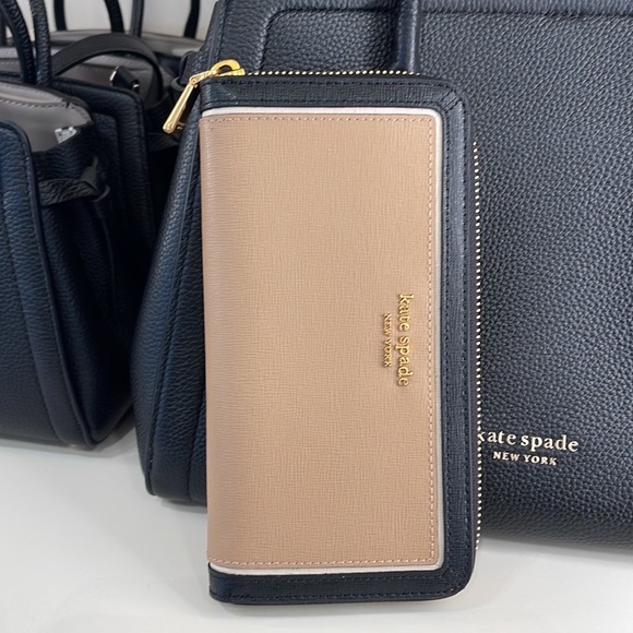 Kate Spade Morgan Colorblocked Zip-around Continental Wallet Cafe Mocha 
NWT - Picture 4 of 16